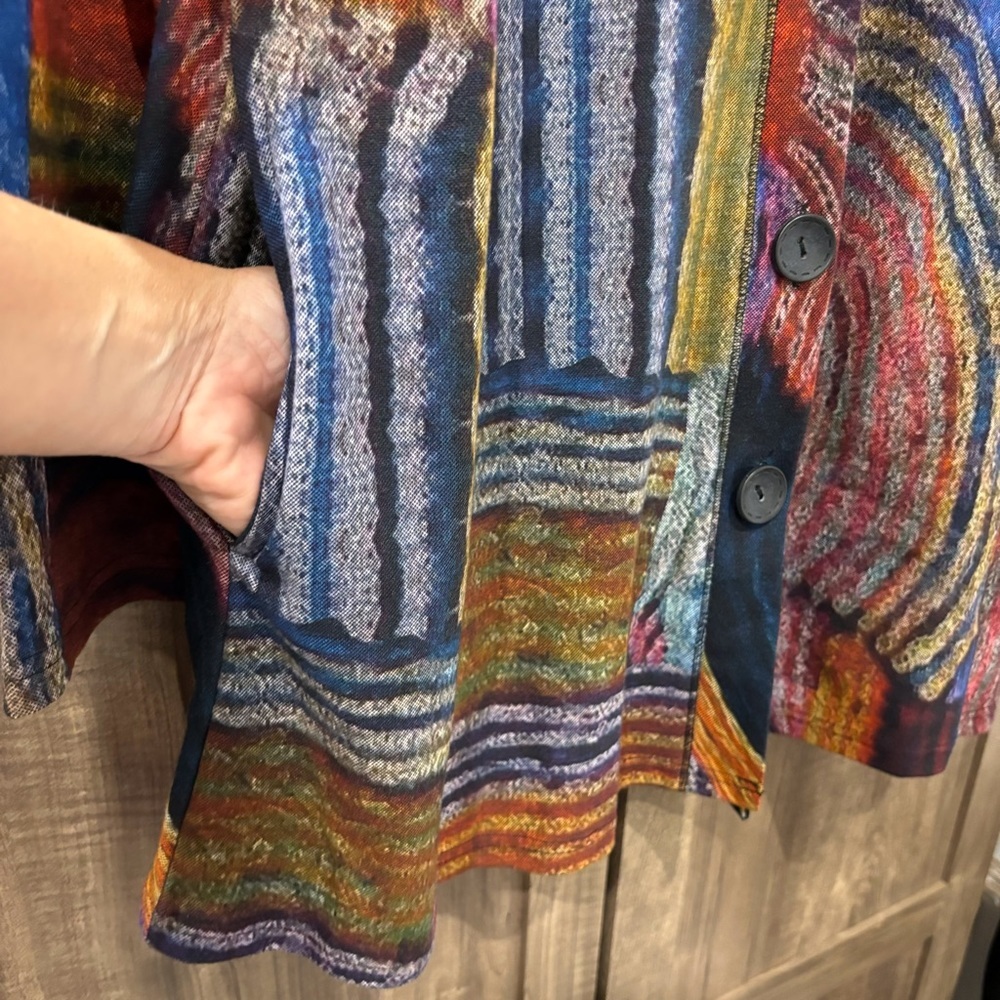 Parsley & Sage Multi Color Button Down Artsy Knit… - image 7